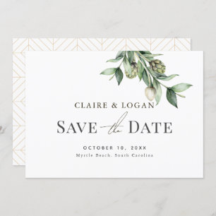 Greenery Artichoke Waterverf Green Save the Date Kaart