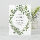 Greenery Artichoke Waterverf Green Wedding Kaart (Staand voorkant)