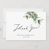Greenery & Artichokes Waterverf Wedding Bedankkaart (Voorkant)