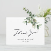 Greenery & Artichokes Waterverf Wedding Bedankkaart (Staand voorkant)