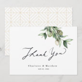Greenery & Artichokes Waterverf Wedding Bedankkaart (Voorkant / Achterkant)