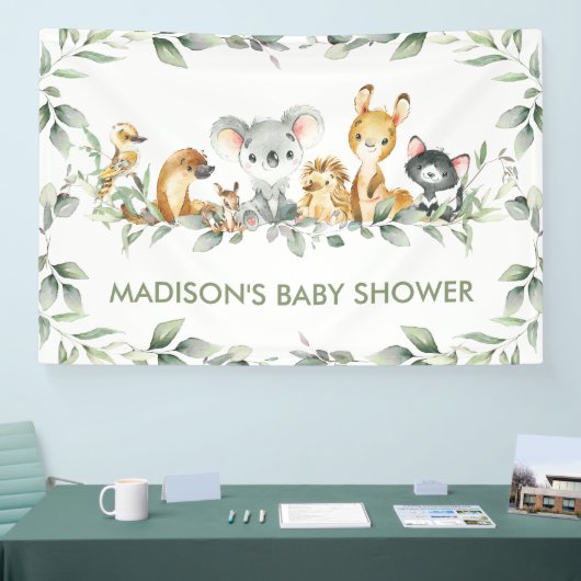 Greenery Australian Animals Baby shower Birthday Spandoek (Beurs)