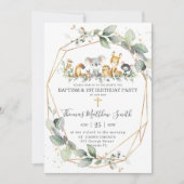 Greenery Australian Animals Baptism & 1st Birthday Kaart (Voorkant)