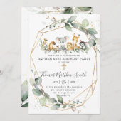 Greenery Australian Animals Baptism & 1st Birthday Kaart (Voorkant / Achterkant)