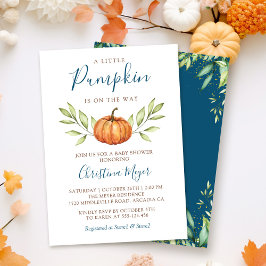 Greenery Autumn Pumpkin Herfst Baby shower Kaart