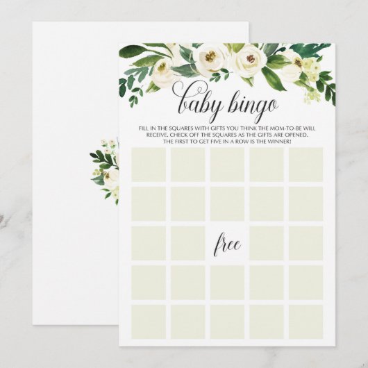 Greenery Baby Bingo Cards voor Baby shower Kaart (Voorkant / Achterkant)