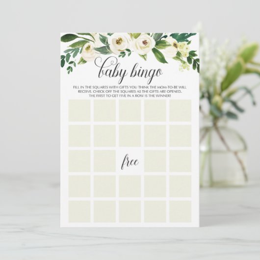 Greenery Baby Bingo Cards voor Baby shower Kaart (Staand voorkant)