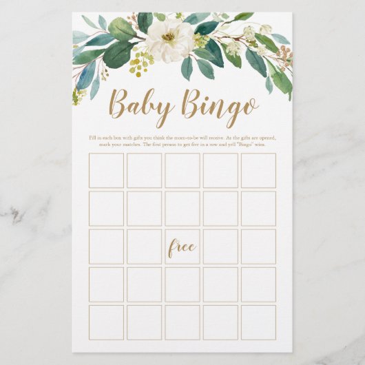 Greenery Baby Bingo Game (Voorkant)