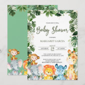 Greenery Baby Boy Safari Animals Baby shower Kaart (Voorkant / Achterkant)