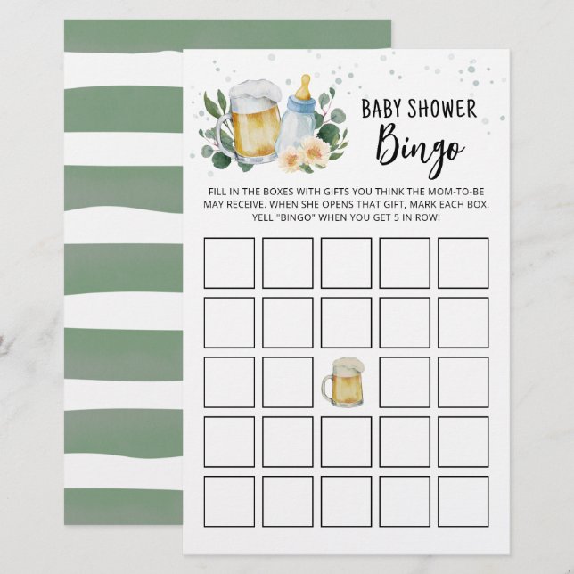 Greenery Baby breekt Baby shower Bingo Game (Voorkant / Achterkant)