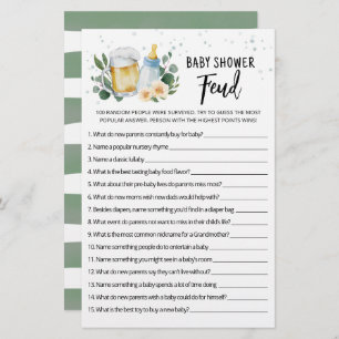 Greenery Baby breekt Baby shower Feud Game