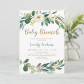 Greenery Baby Brunch Invitation Kaart (Staand voorkant)