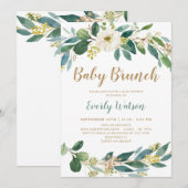 Greenery Baby Brunch Invitation Kaart (Voorkant / Achterkant)