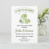 Greenery baby dinosaur baby shower invitations kaart (Staand voorkant)