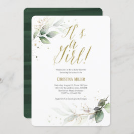 Greenery Baby Girl Shower, Modern, Waterverf Kaart