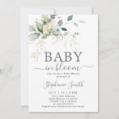 Greenery Baby in Bloom Baby shower Invitation Kaart (Voorkant)