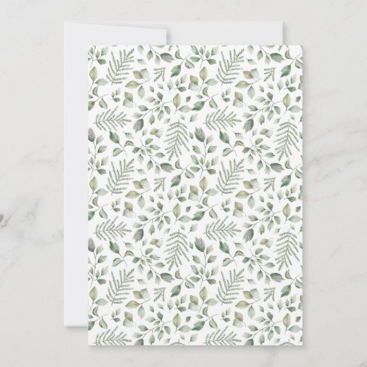 Greenery Baby in Bloom Floral White Baby shower Kaart (Achterkant)