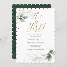 Greenery Baby Meisje Douche, Modern, Waterverf Kaart