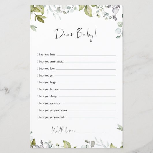 Greenery Baby shower Advice - Beste Baby (Voorkant)