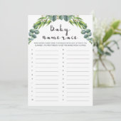 Greenery Baby shower Baby Names Game (Staand voorkant)