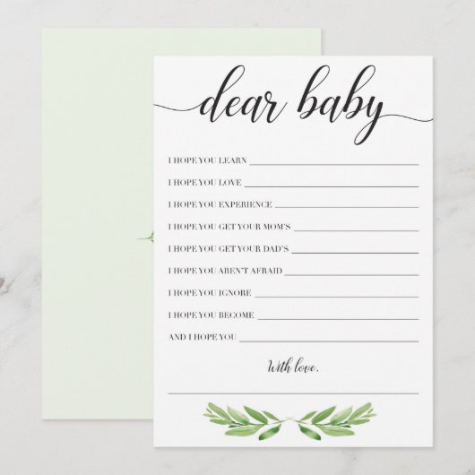 Greenery Baby shower Baby Wishes Card (Voorkant / Achterkant)