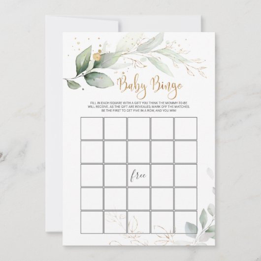 Greenery Baby shower Bingo/Traits de Uitnodiging v (Voorkant)