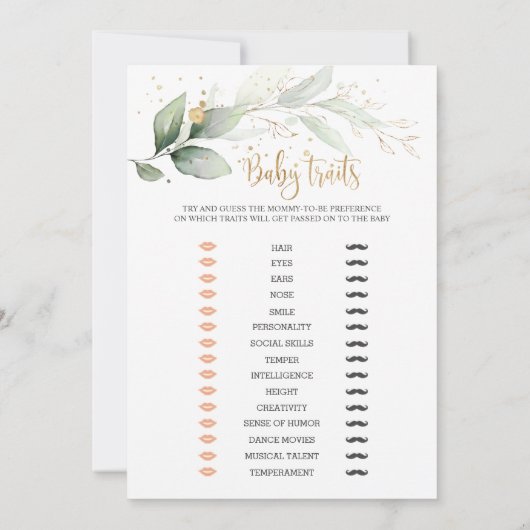 Greenery Baby shower Bingo/Traits de Uitnodiging v (Achterkant)