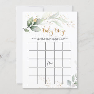 Greenery Baby shower Bingo/Traits Games Kaart