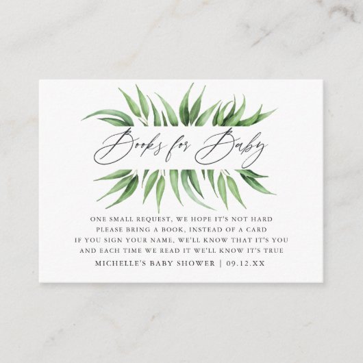 Greenery Baby shower Boekaanvraag Informatiekaartje (Voorkant)