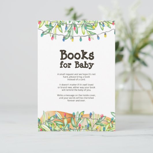 Greenery Baby shower Book Request Enclosure Card Kaart (Staand voorkant)