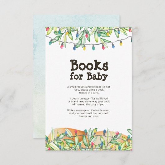 Greenery Baby shower Book Request Enclosure Card Kaart (Voorkant / Achterkant)