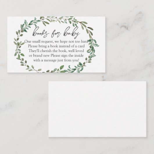 Greenery Baby shower Books for Baby, Book in Lieu Informatiekaartje (Voorkant / Achterkant)