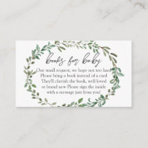 Greenery Baby shower Books for Baby, Book in Lieu