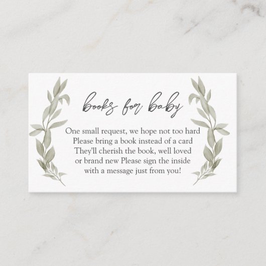 Greenery Baby shower Books for Baby, Book in Lieu Informatiekaartje (Voorkant)