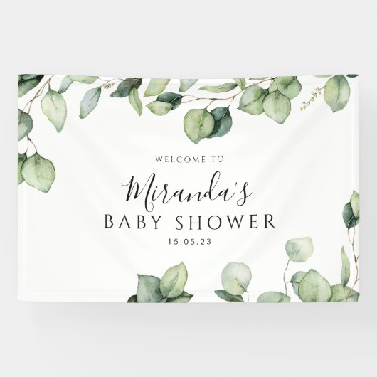 Greenery Baby shower Botanical Backdrop Banner (Horizontaal)