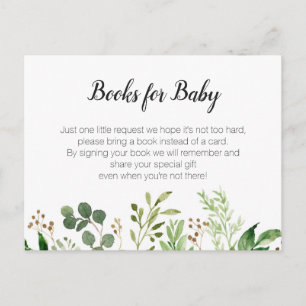Greenery Baby shower - Breng een boek insert Uitnodiging Briefkaart