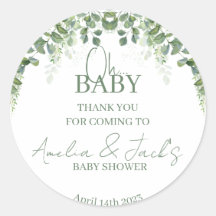 Greenery Baby shower Dank u Sticker