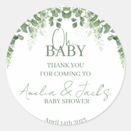 Greenery Baby shower Dank u Sticker
