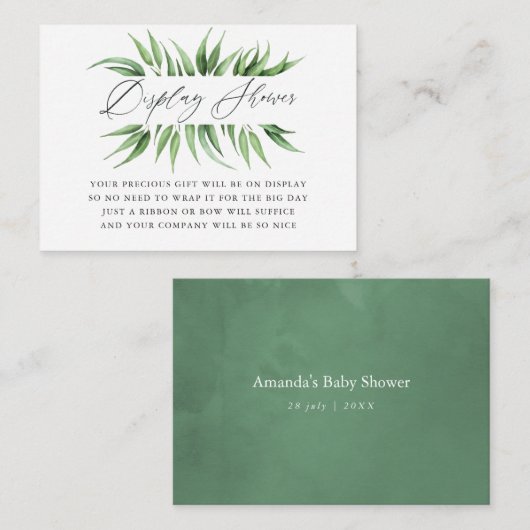 Greenery Baby shower Display Shower Informatiekaartje (Voorkant / Achterkant)