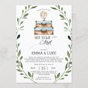 Greenery Baby shower door Mail Long Distance Boy Kaart