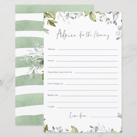 Greenery Baby shower Game Advice for the Mam-To-Be (Voorkant / Achterkant)