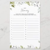 Greenery Baby shower Game - Baby Memory (Voorkant)