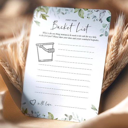 Greenery Baby shower Game Bucket List
