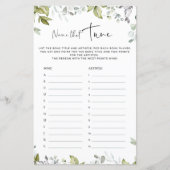 Greenery Baby shower Game Name die Tune (Voorkant)