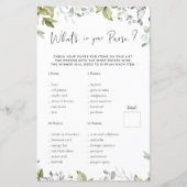 Greenery Baby shower Game Wat zit er in je tas? (Voorkant)