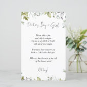 Greenery Baby shower Game zegt geen jongen of meis (Staand voorkant)