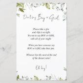 Greenery Baby shower Game zegt geen jongen of meis (Voorkant)