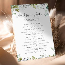 Greenery Baby shower Game - zou mama eerder zijn?