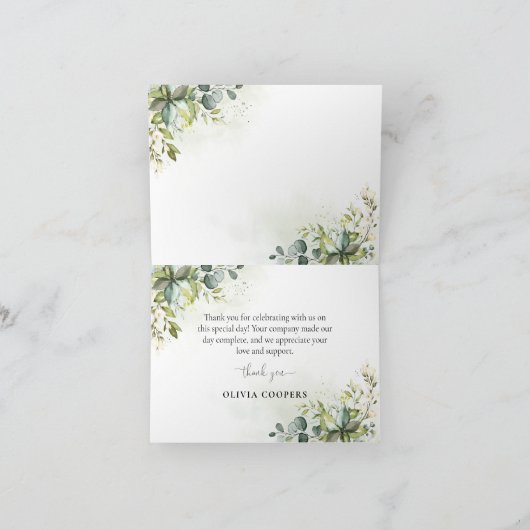 Greenery Baby shower Hartelijk dank Bedankkaart (Binnen)