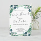 Greenery Baby shower Invitation Aankondiging (Staand voorkant)